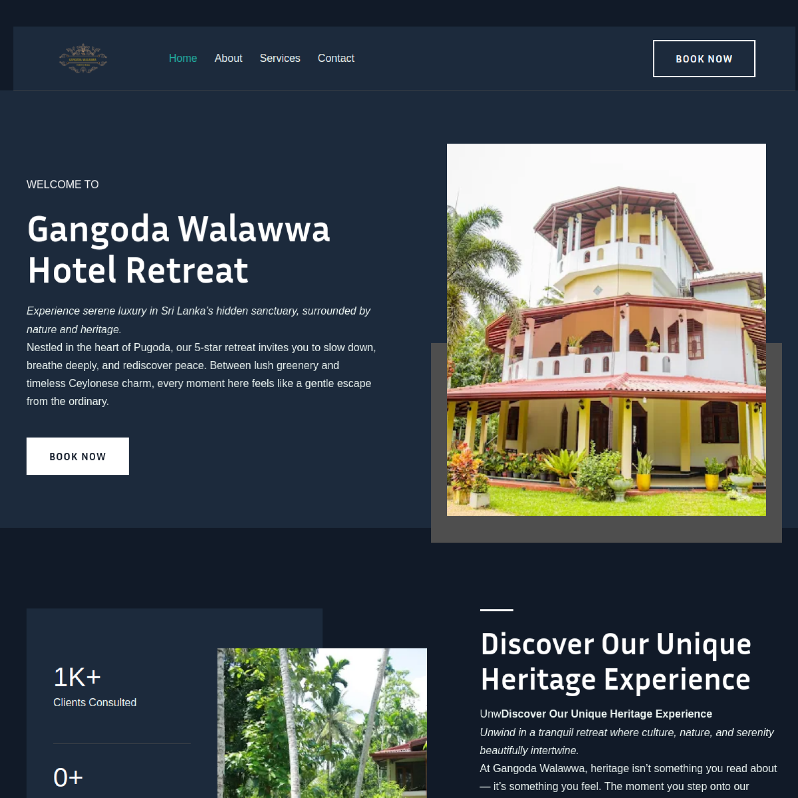 Gangoda Walawwa Hotel website preview