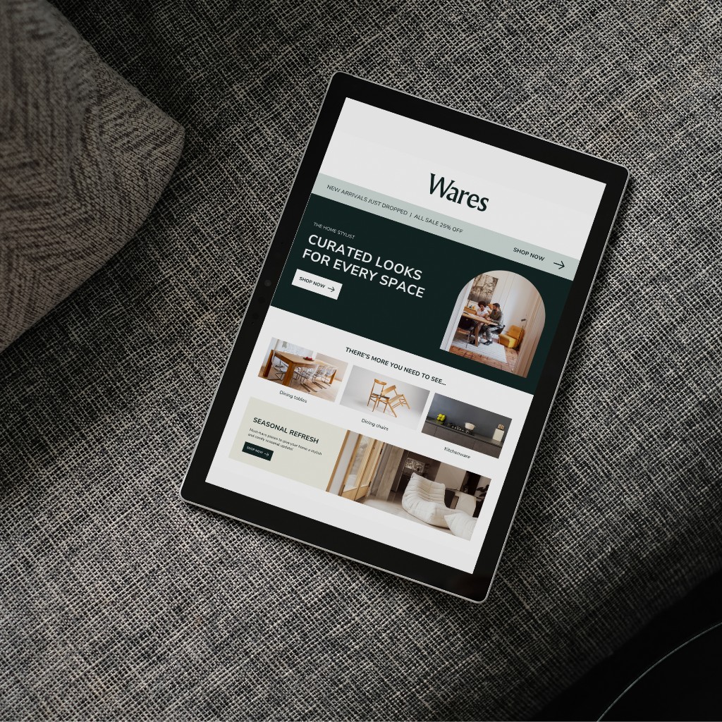 E-commerce design displayed on a tablet
